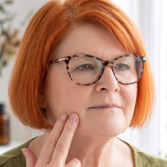 woman showing gravity on skin