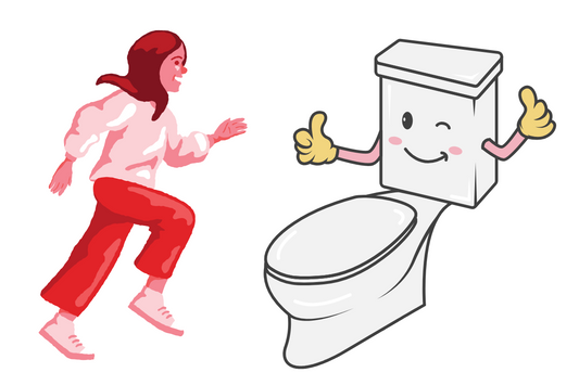 Woman Running For Loo