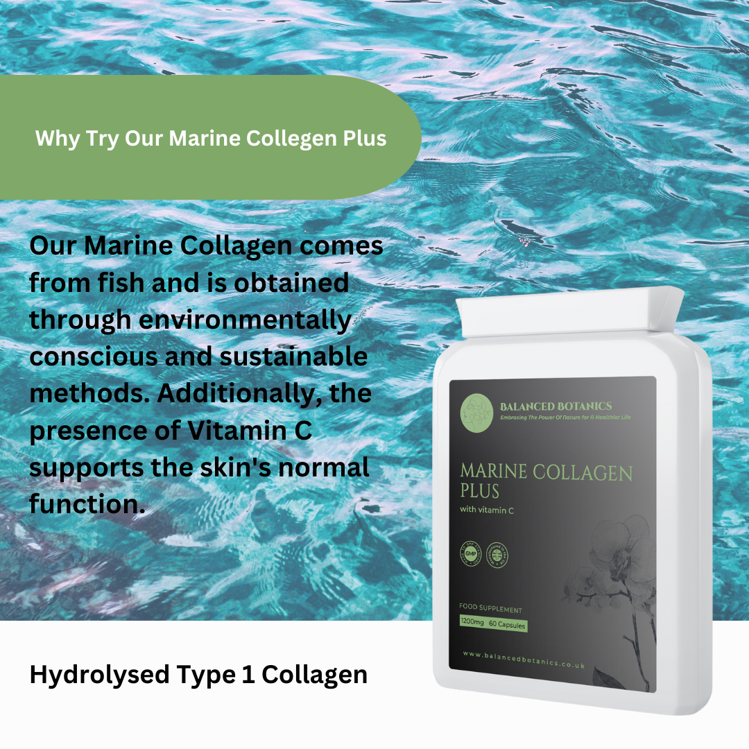 Hydrolysed Marine Collagen 600mg with Vitamin C 60 Capsules - Flat postal friendly bottle