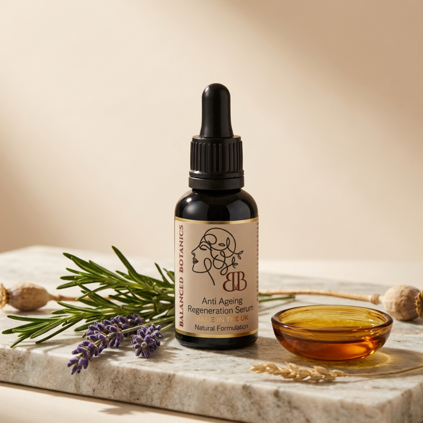 Renewal serum with dried flowers